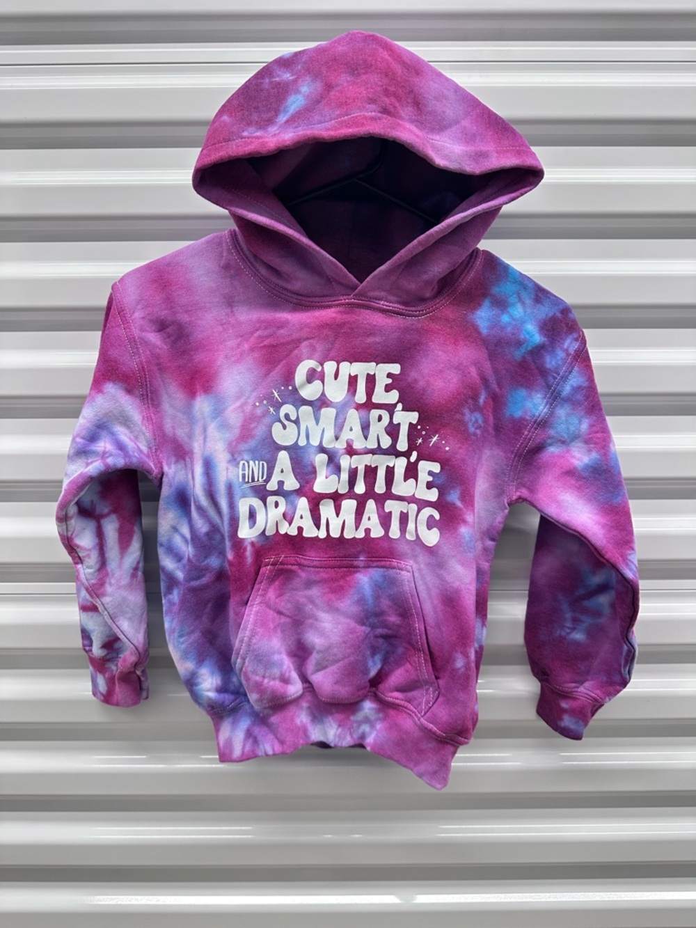 Girls' Tie-Dye Purple Hoodie with Playful Slogan